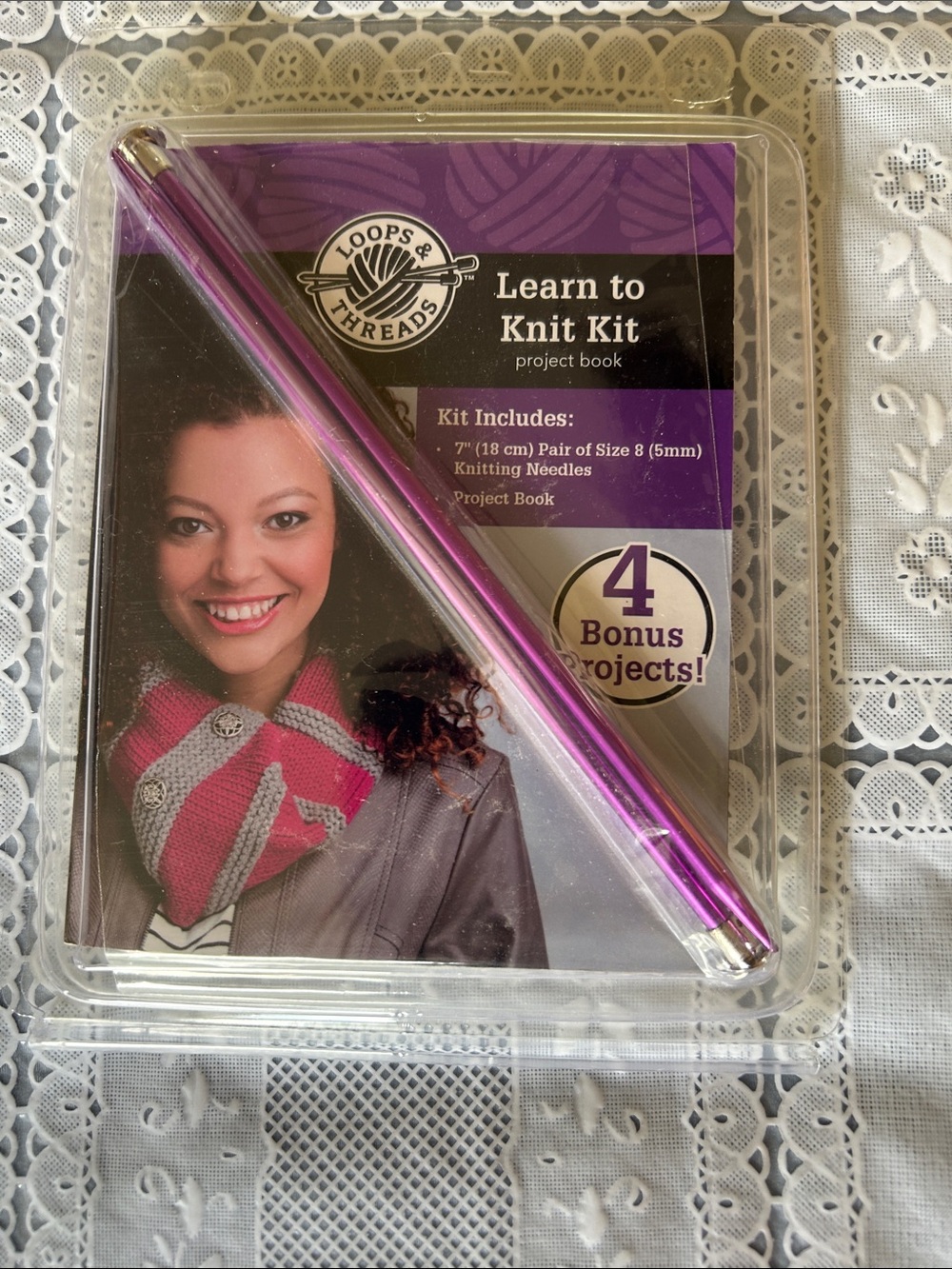 Learn to Knit Kit with Purple Needles